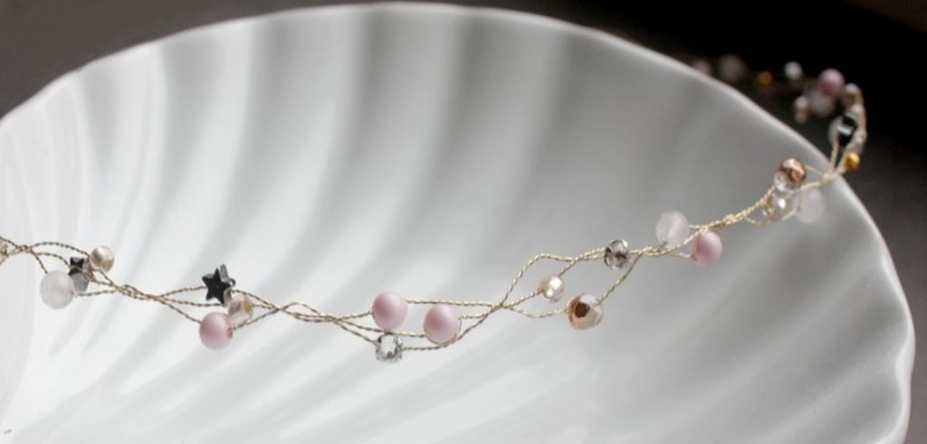 coronita pentru mirese stelute roz pastel perle bijuterii pentru par 3